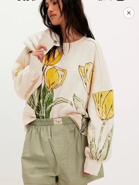Free People Gaia Floral Tulip Sweatshirt - MSRP $128